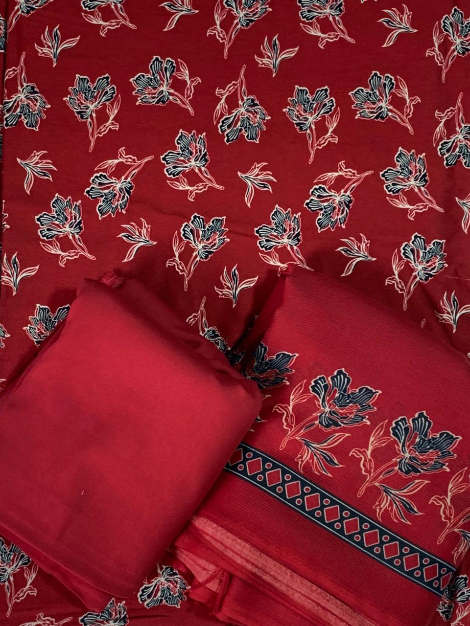 Pashmina Printed Cotray Wool Shawl 3pc D21