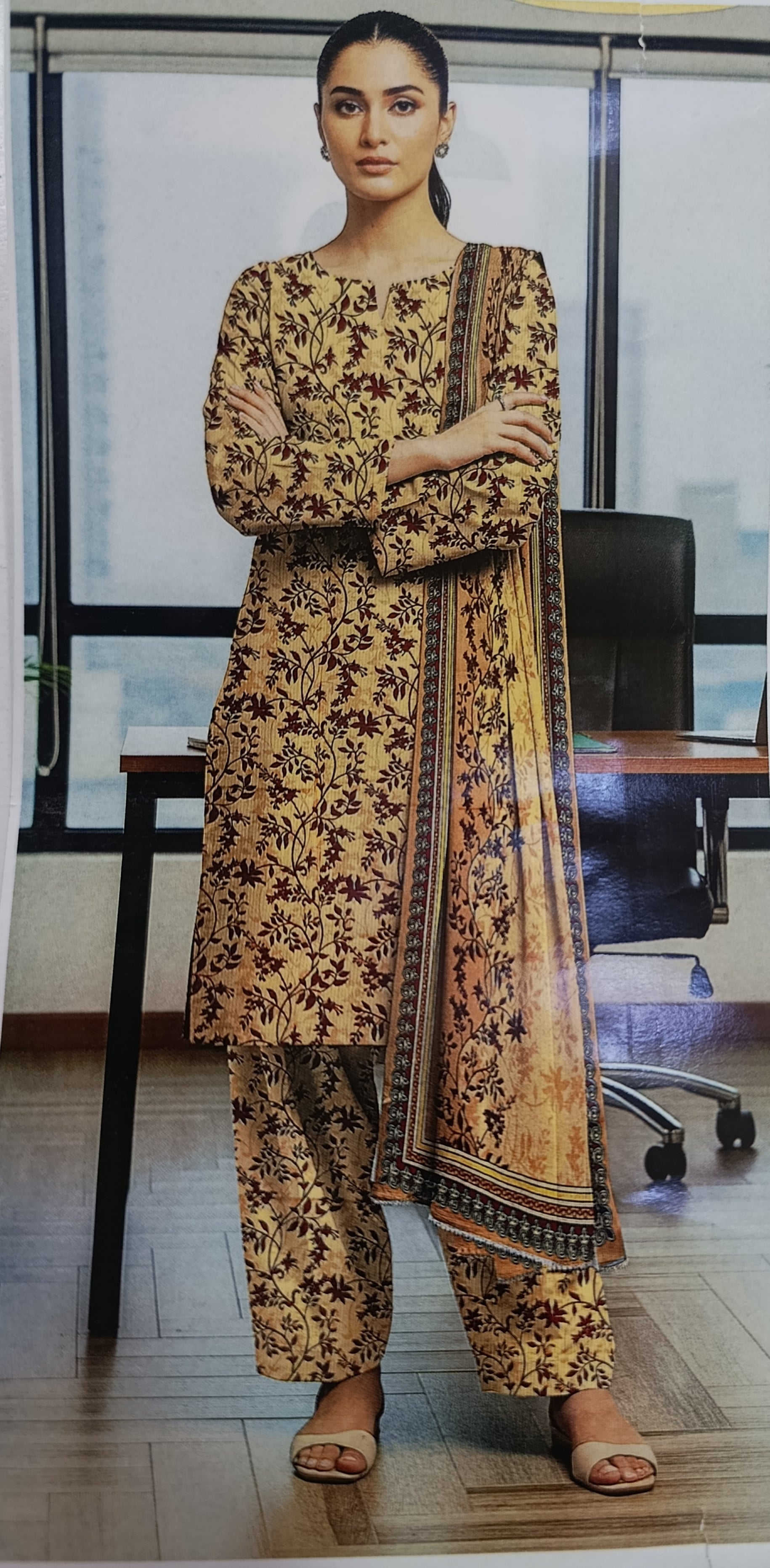 Bin Inam Printed Banadora Linen 3pc D1