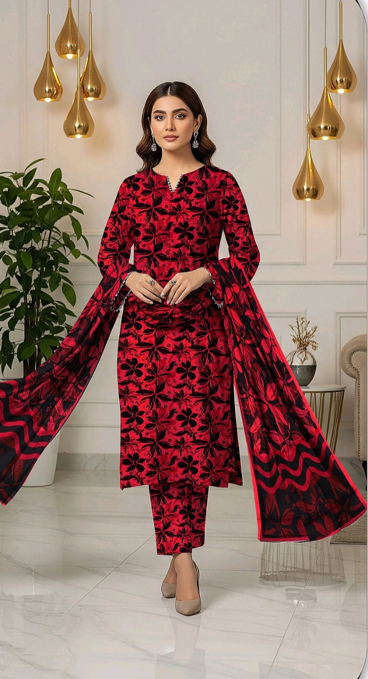 Bin Inam Printed Banadora Linen 3pc D5