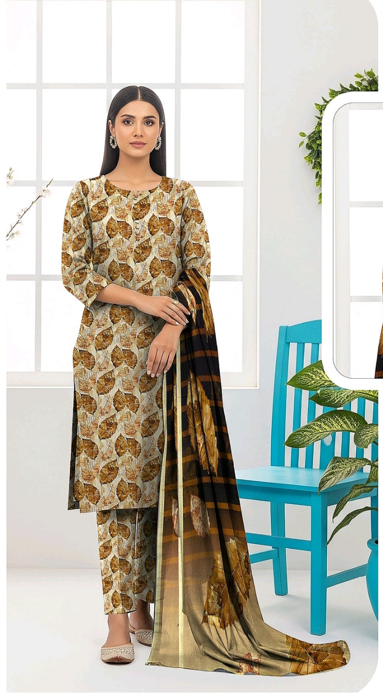 Bin Inam Printed Banadonra Linen 3pc D9