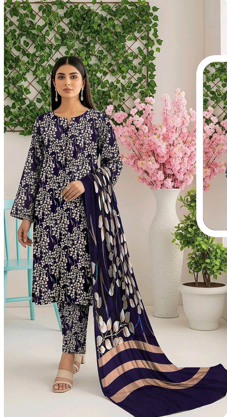 Bin Inam Printed Banadora Linen 3pc D10