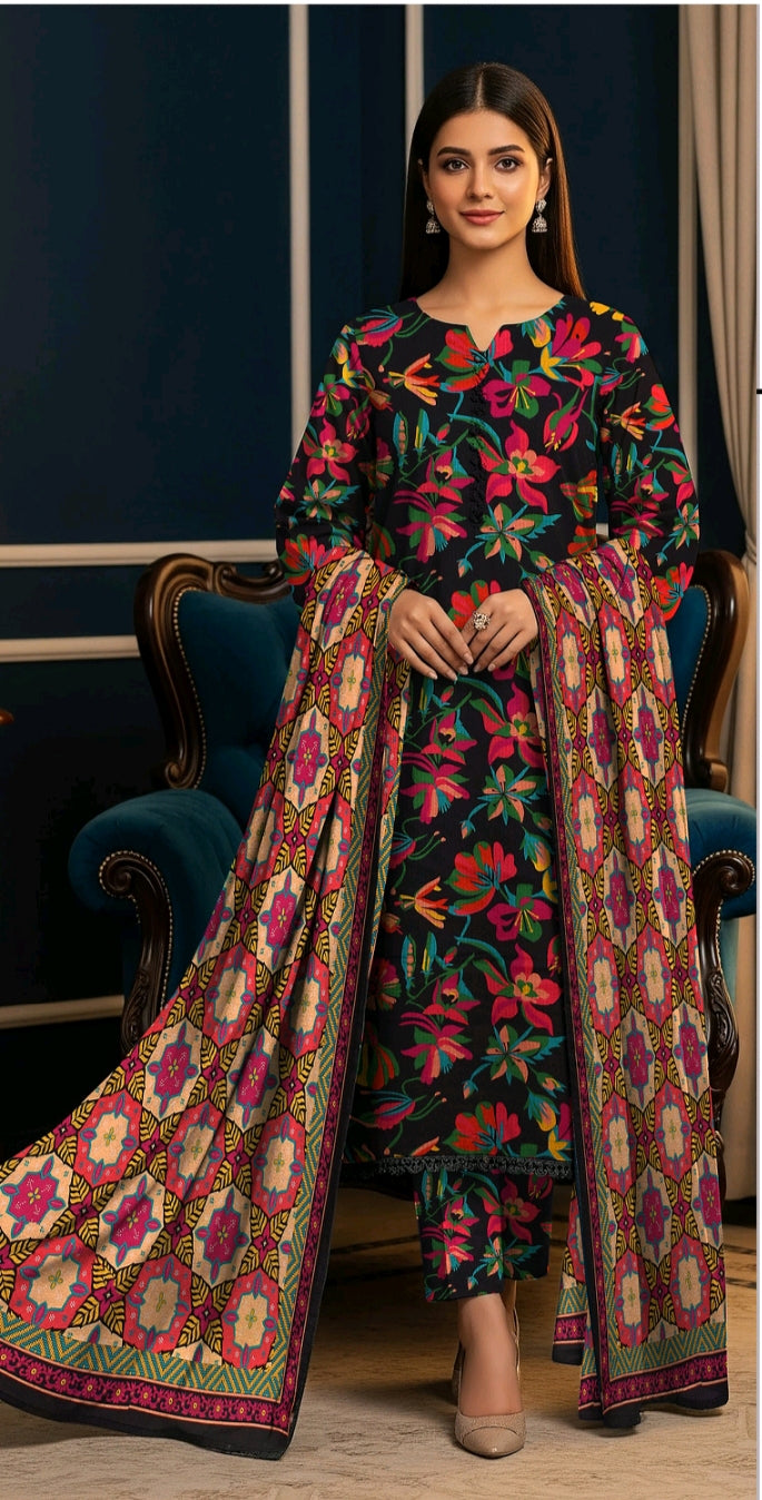 Bin Inam Printed Banadora Linen 3pc D14