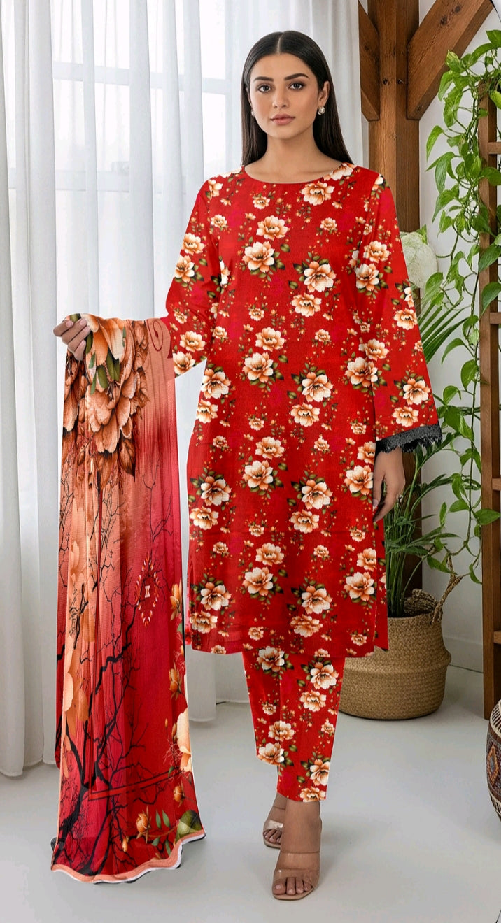 Bin Inam Printed Banadora LInen 3pc D15