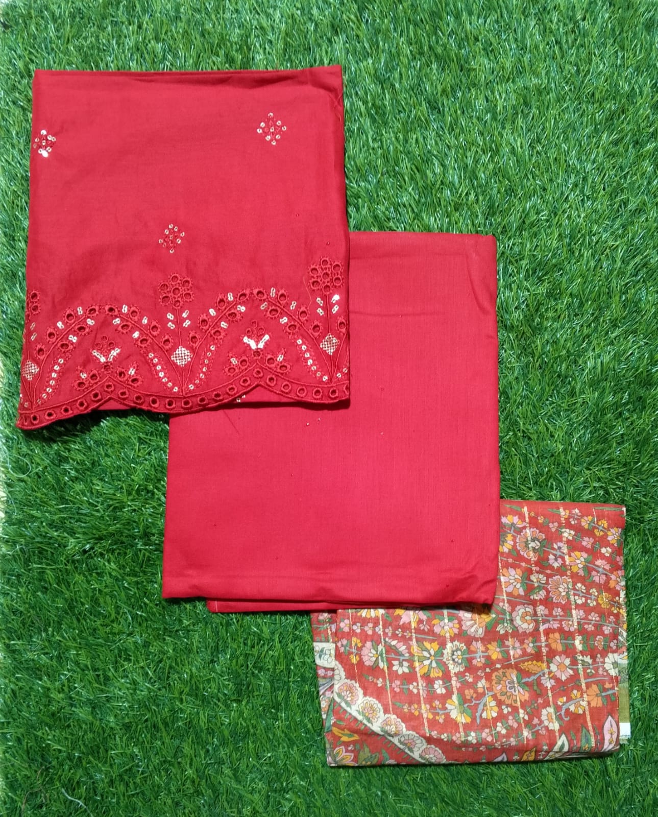 VS-ANMOL Embroidered with Printed Zari Dupatta 3pc-D3