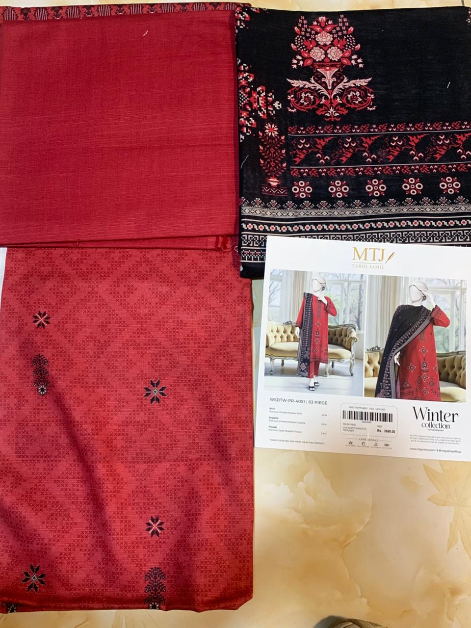 MTJ Luxury Printed Khaddar 3pc D2