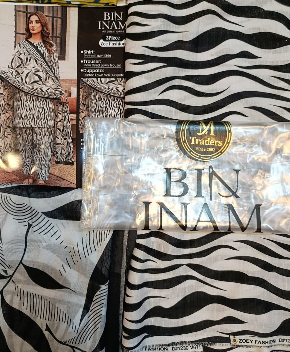 Bin Inam Zee Fashion Premium Printed Lawn 3pc D14
