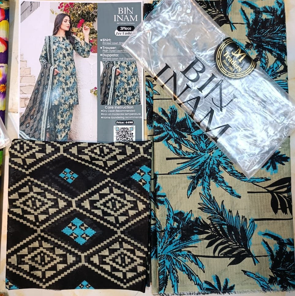 Bin Inam Zee Fashion Premium Printed Lawn 3pc D16