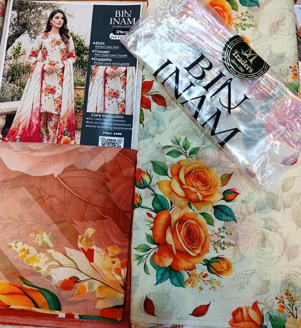 Bin Inam Zee Fashion Premium Printed Lawn 3pc D17