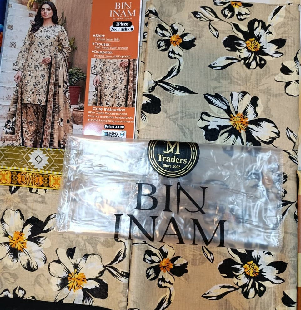 Bin Inam Zee Fashion Premium Printed Lawn 3pc D18