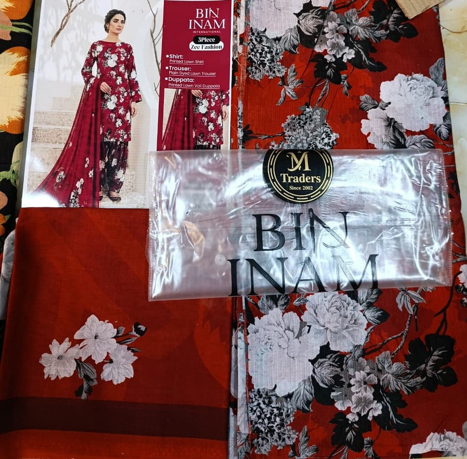 Bin Inam Zee Fashion Premium Printed Lawn 3pc D3