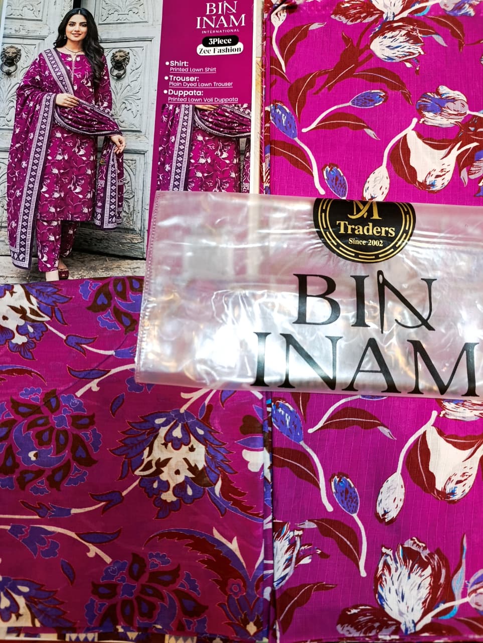 Bin Inam Zee Fashion Premium Printed Lawn 3pc D4