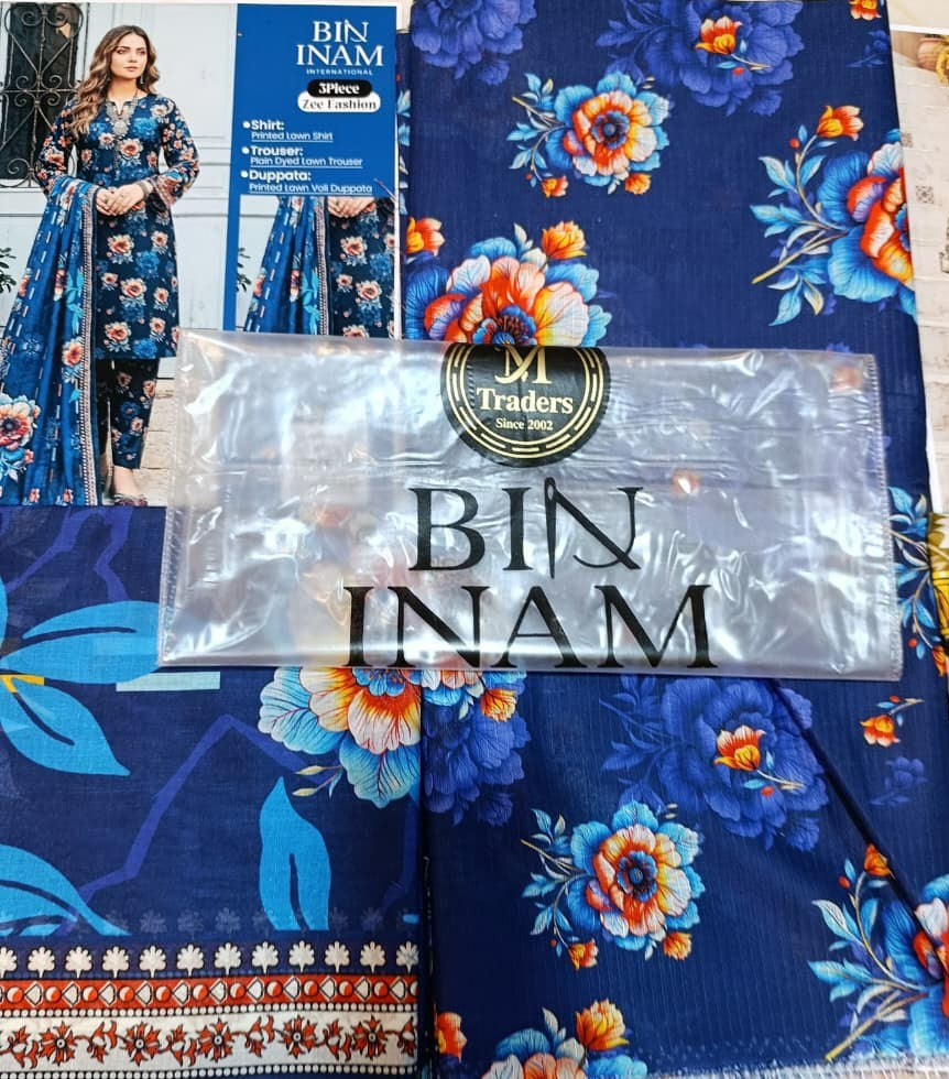 Bin Inam Zee Fashion Premium Printed Lawn 3pc D6