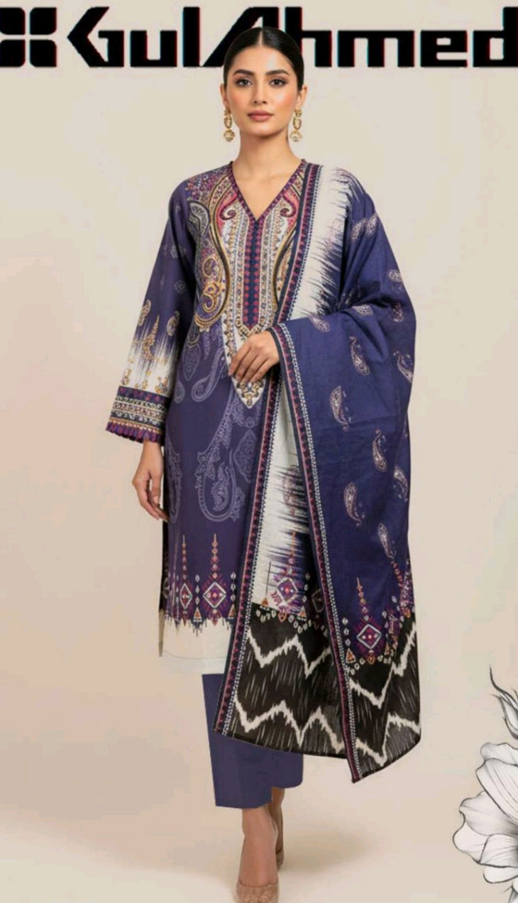 Gul Ahmed Luxury Soft Khaddar Printed 3pc D13