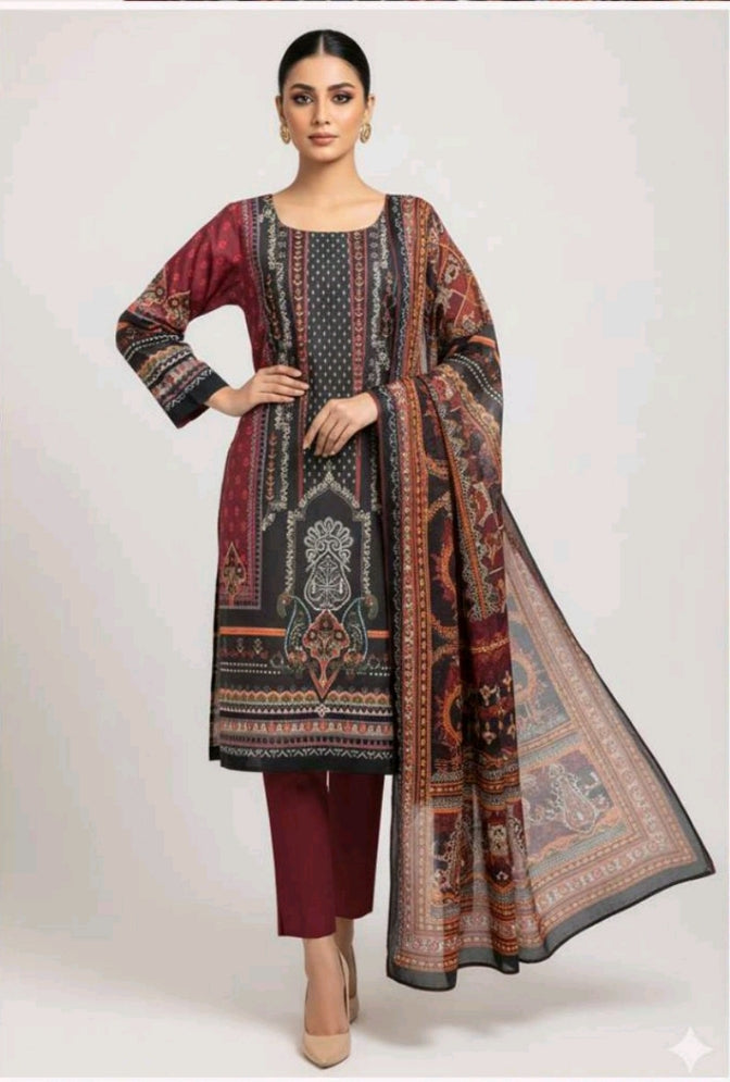 Gul Ahmed Luxury Khaddar Printed 3pc D12