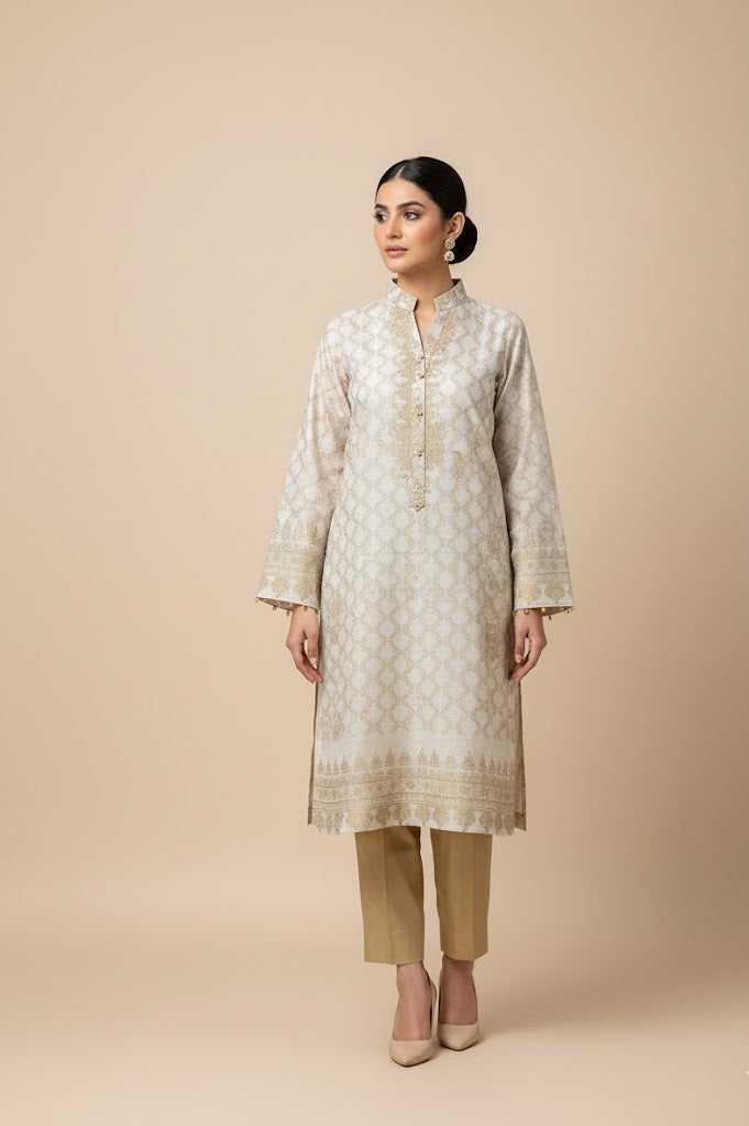 Khaadi Gold Mettalic Khaddar 2pc D4