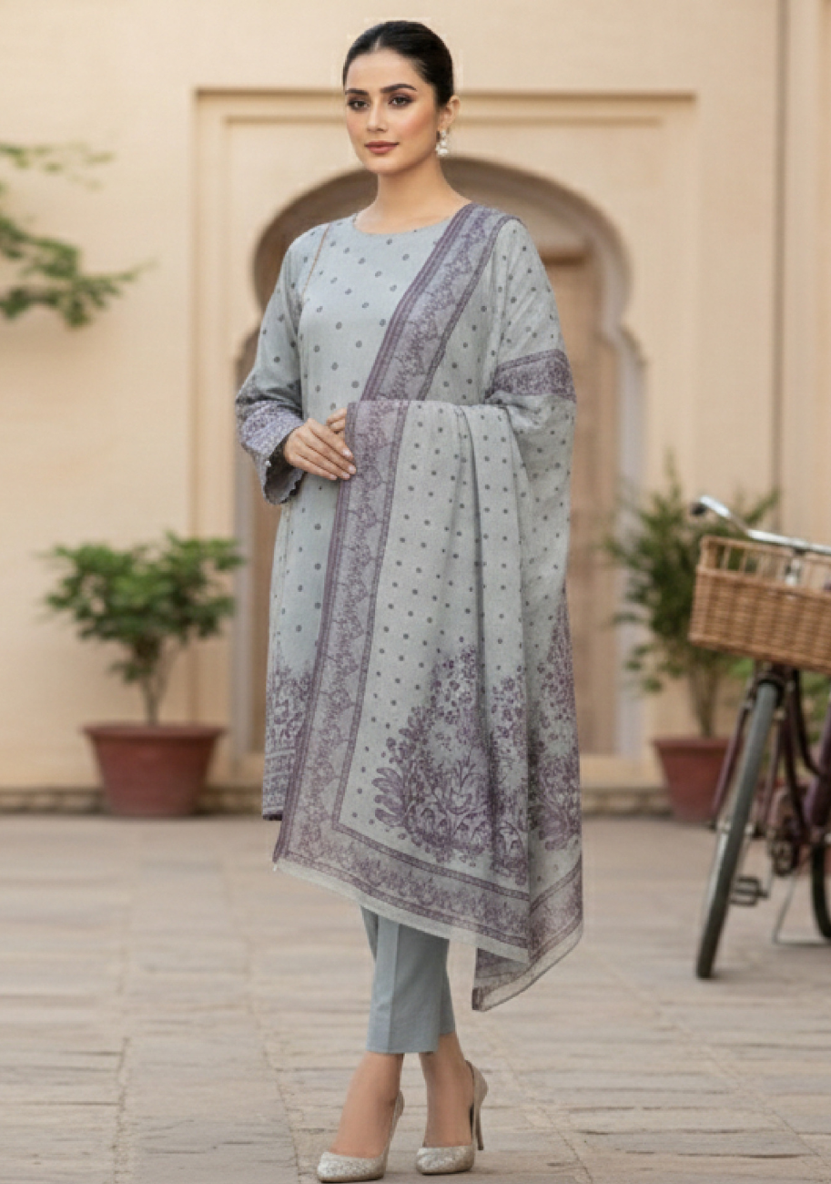 Bin Inam Signature Jaquard Printed Lawn Ladies 3pc Suit D9