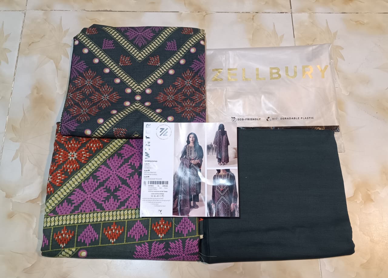 Zellbury Printed Khaddar 3pc D10