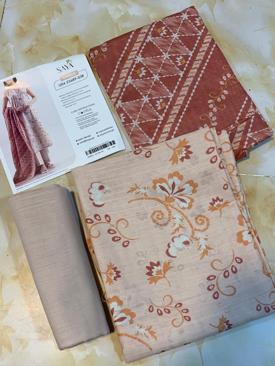 Saya Printed Cotton Khaddar 3pc D10