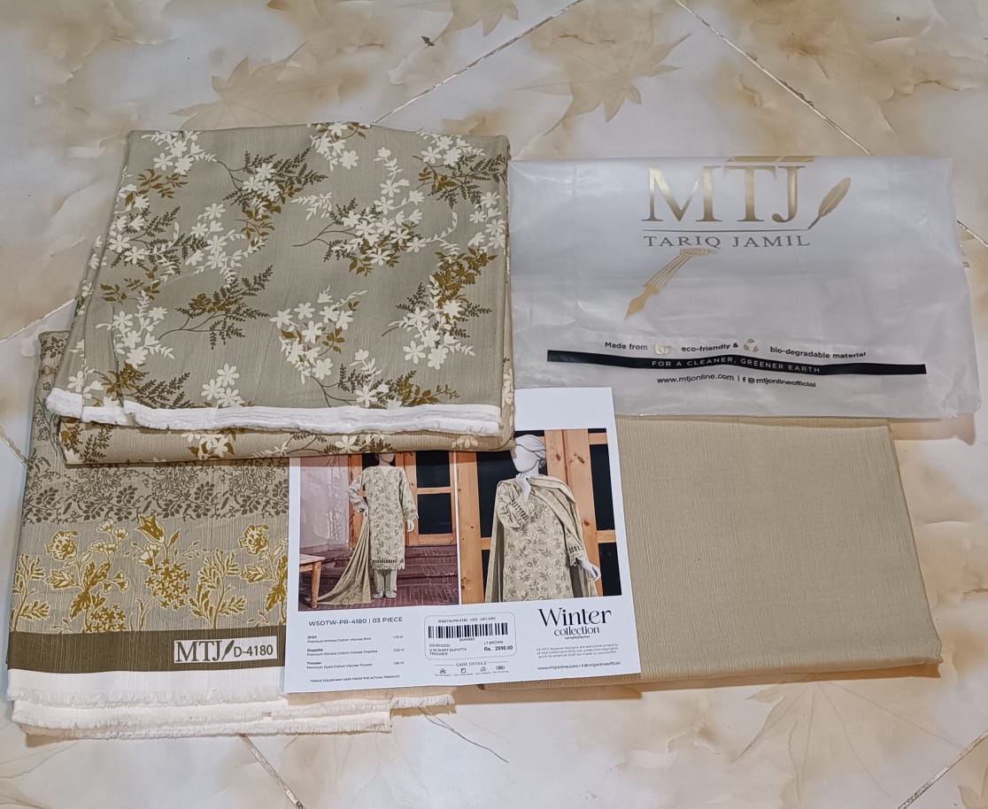 MTJ Luxury Printed Khaddar Viscos 3pc D03