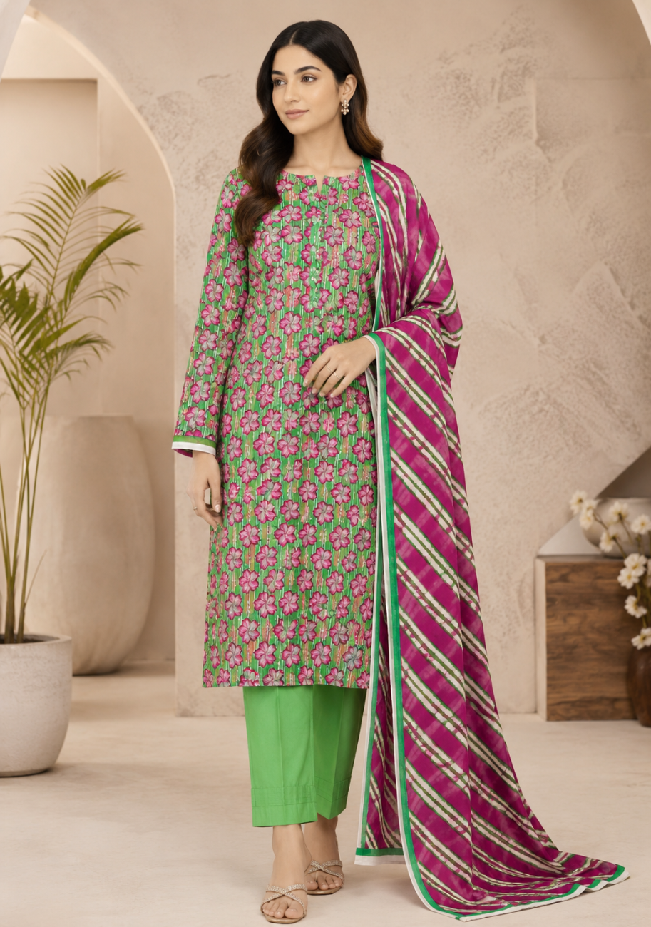 Alkaram Printed Luxury Lawn Shirt & DupattaD1