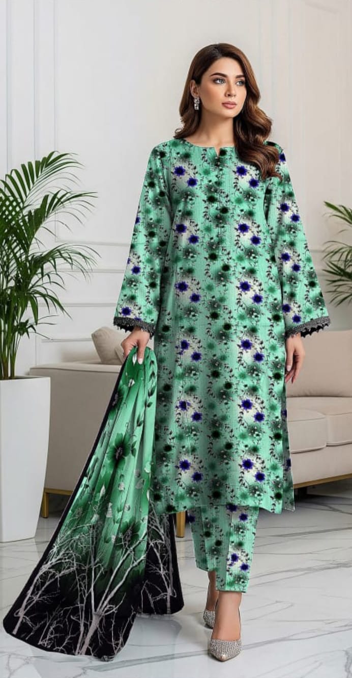 Bin Inam Printed Banadora Linen 3pc D39