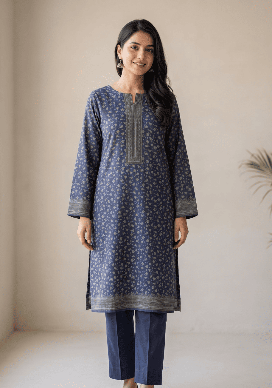 Five Star Printed Velvet Dhanak 2PC Suit V 10 D6