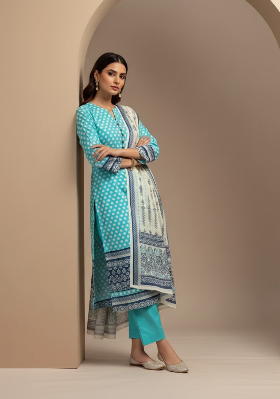 Safina Premium Printed Lawn 3pc Suit D1