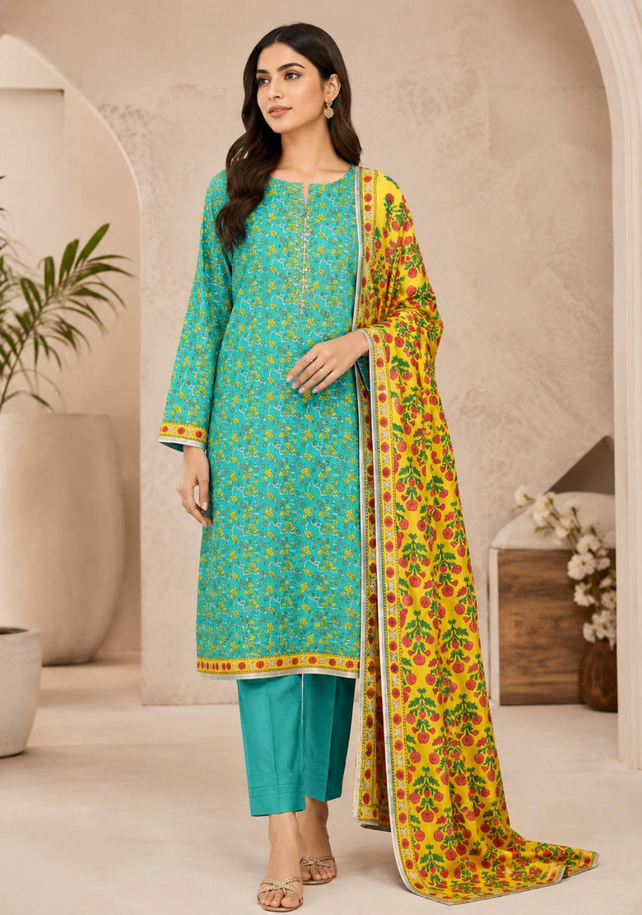 Alkaram Printed Luxury Lawn Shirt & DupattaD9