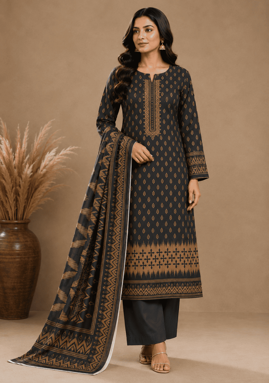 Sabeen Chamki Printed Lilen 3PC-V1-D7