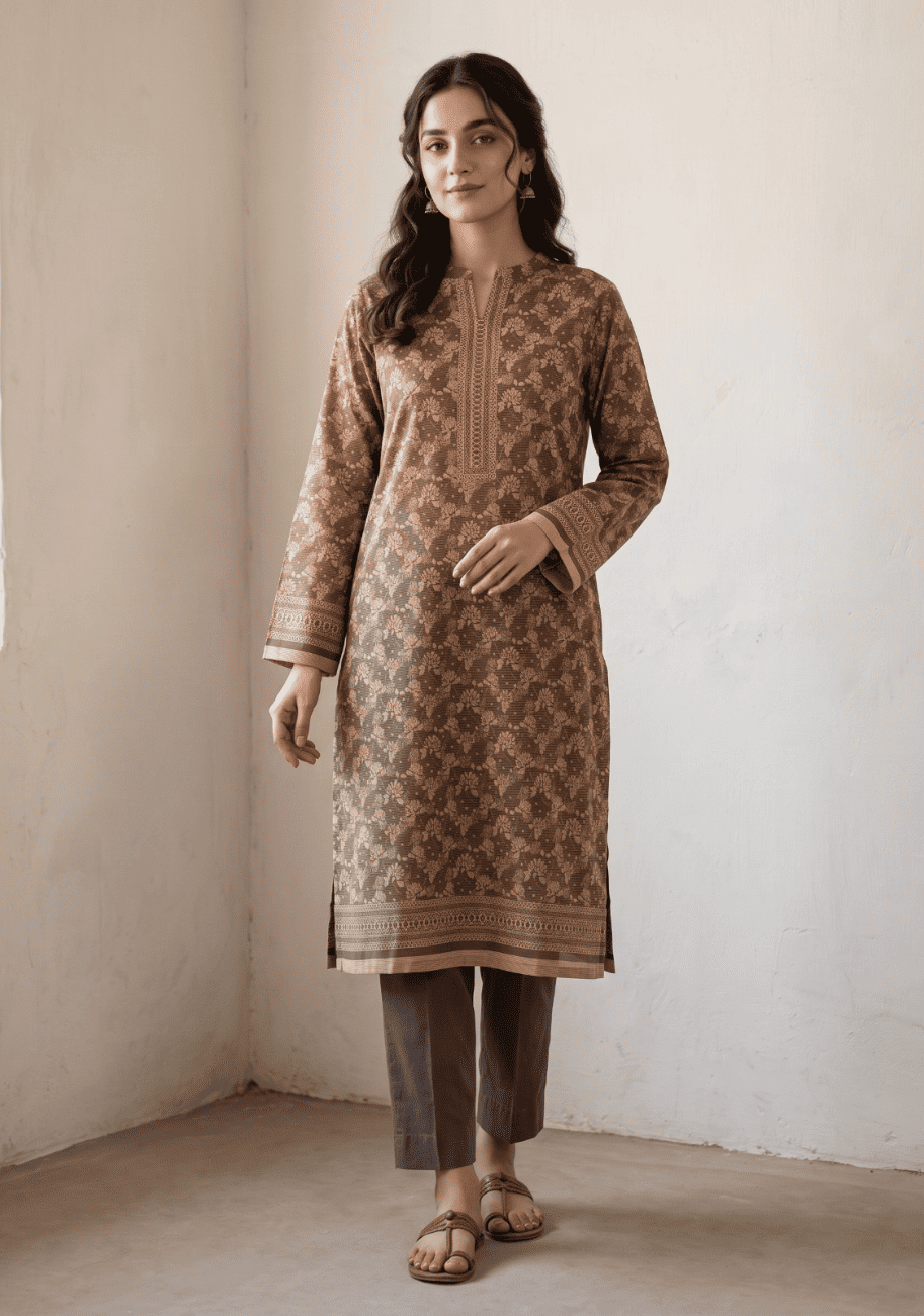 Five Star Printed Velvet Dhanak 2PC Suit V 10 D7
