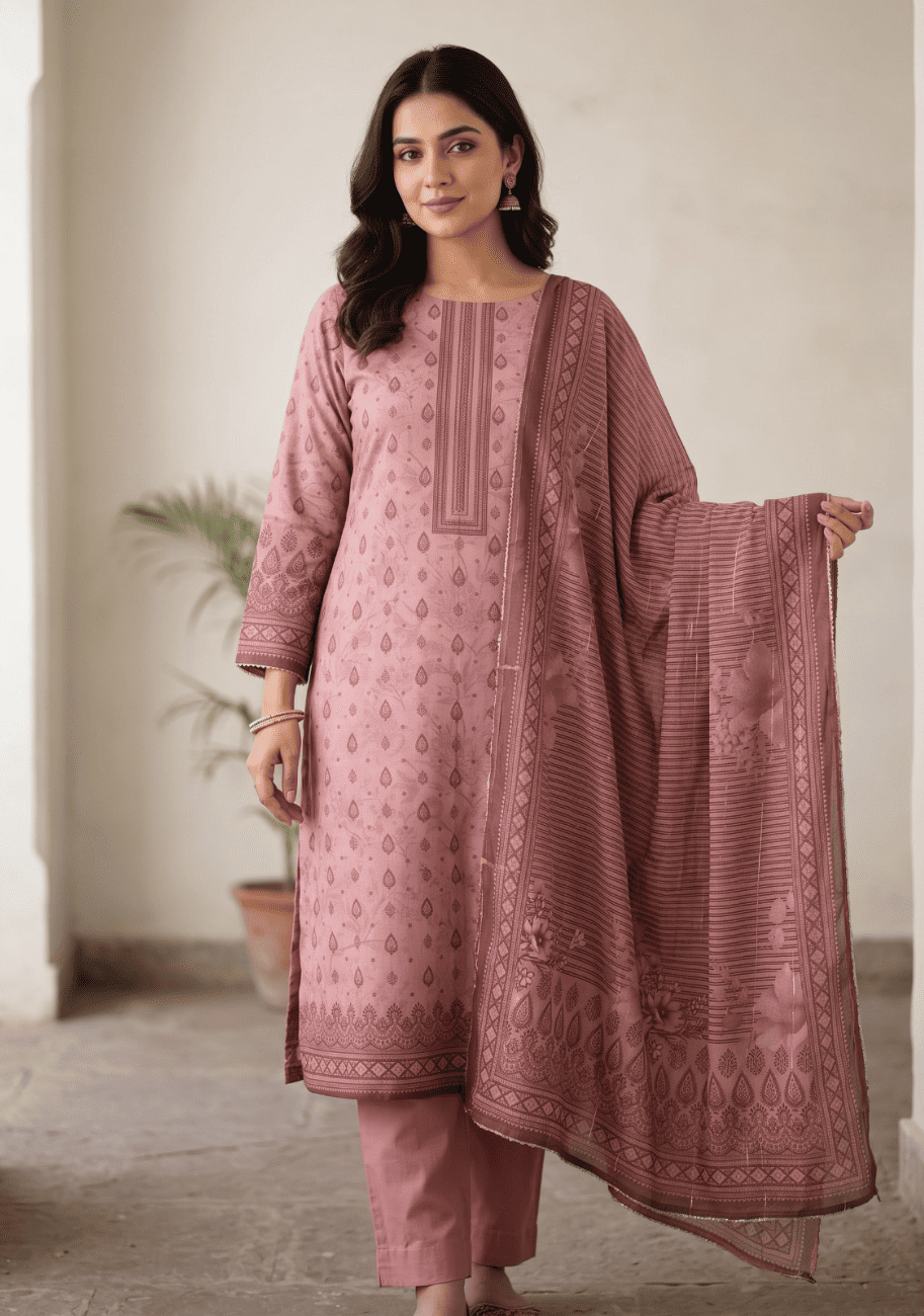 Five Star Luxury Karandi Printed 3PC Suit V5 D7