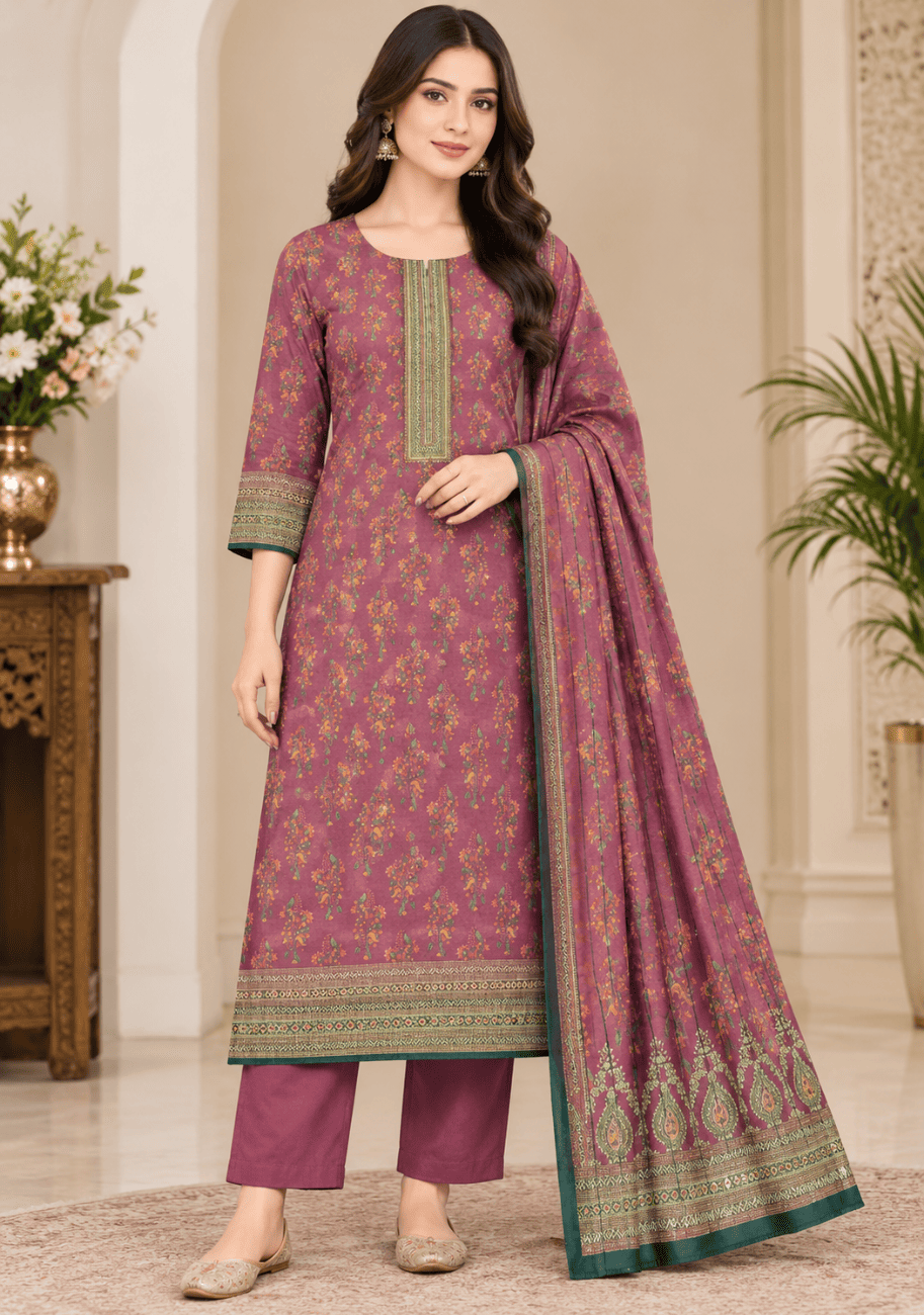 Five Star Printed Velvet Dhanak 3pc V2 D7