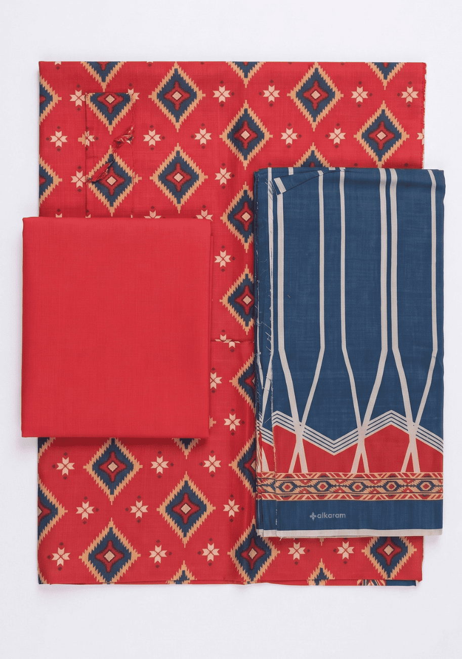 ALKARAM Printed Khaddar 3PC-V1-D7