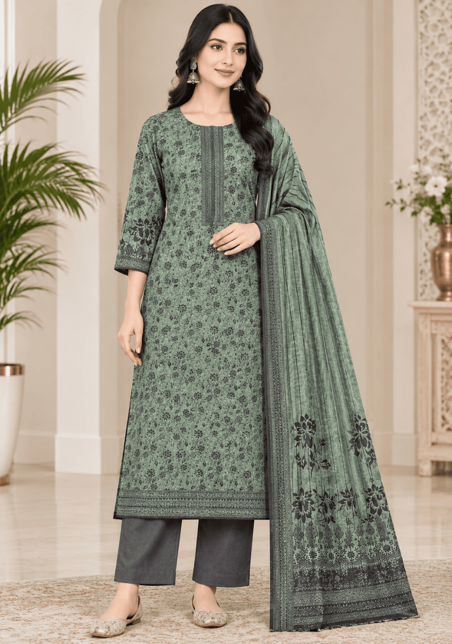 Five Star Printed Velvet Dhanak 3pc V2 D8