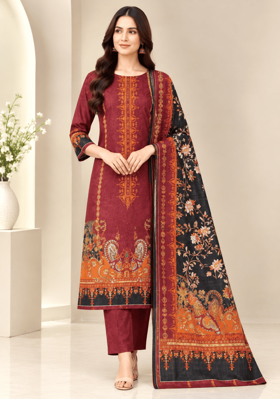 Salina Premium Printed Khaddar 3PC Luxury Collection V2-D8