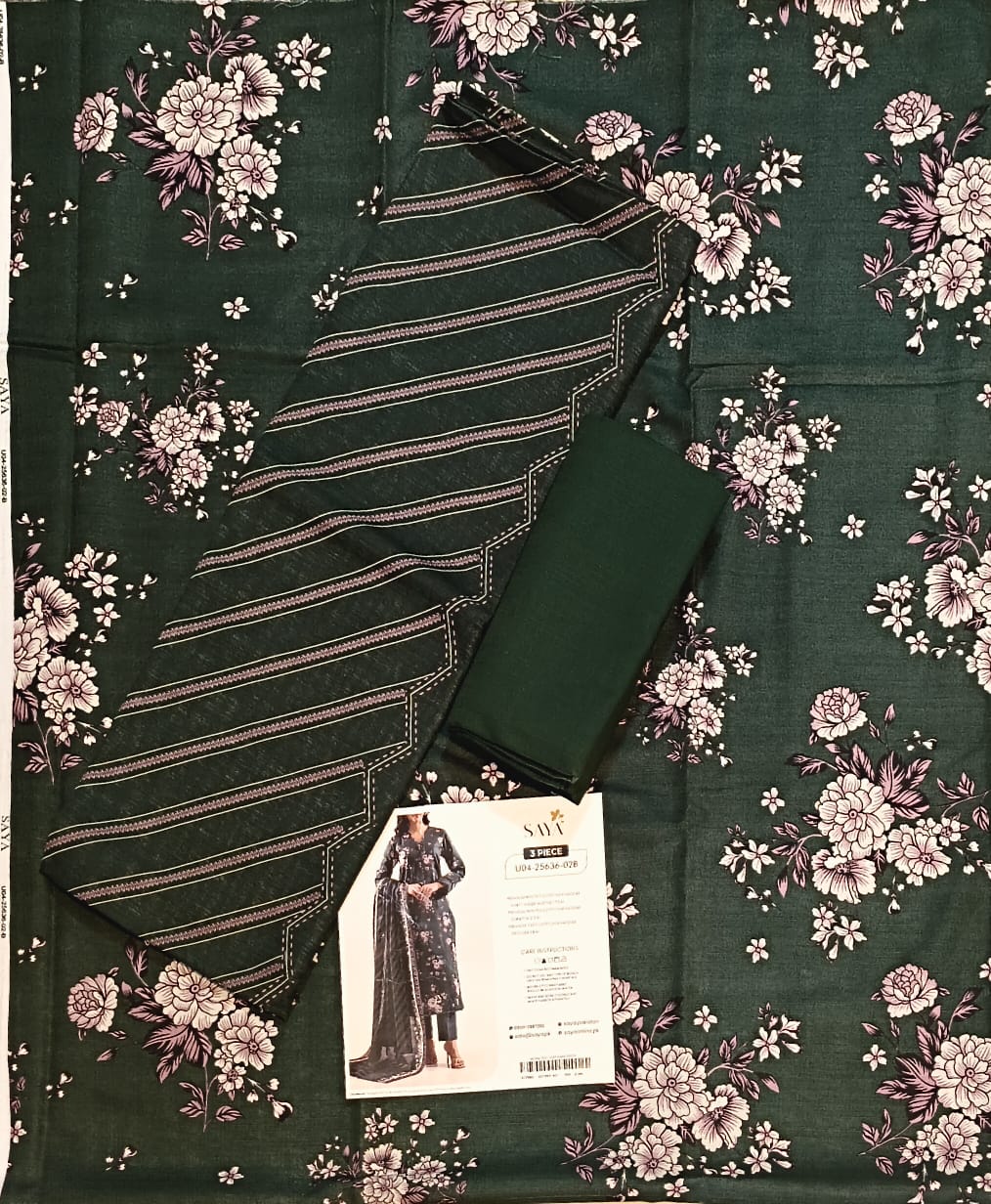 Saya Printed Cotton Khaddar 3pc D15