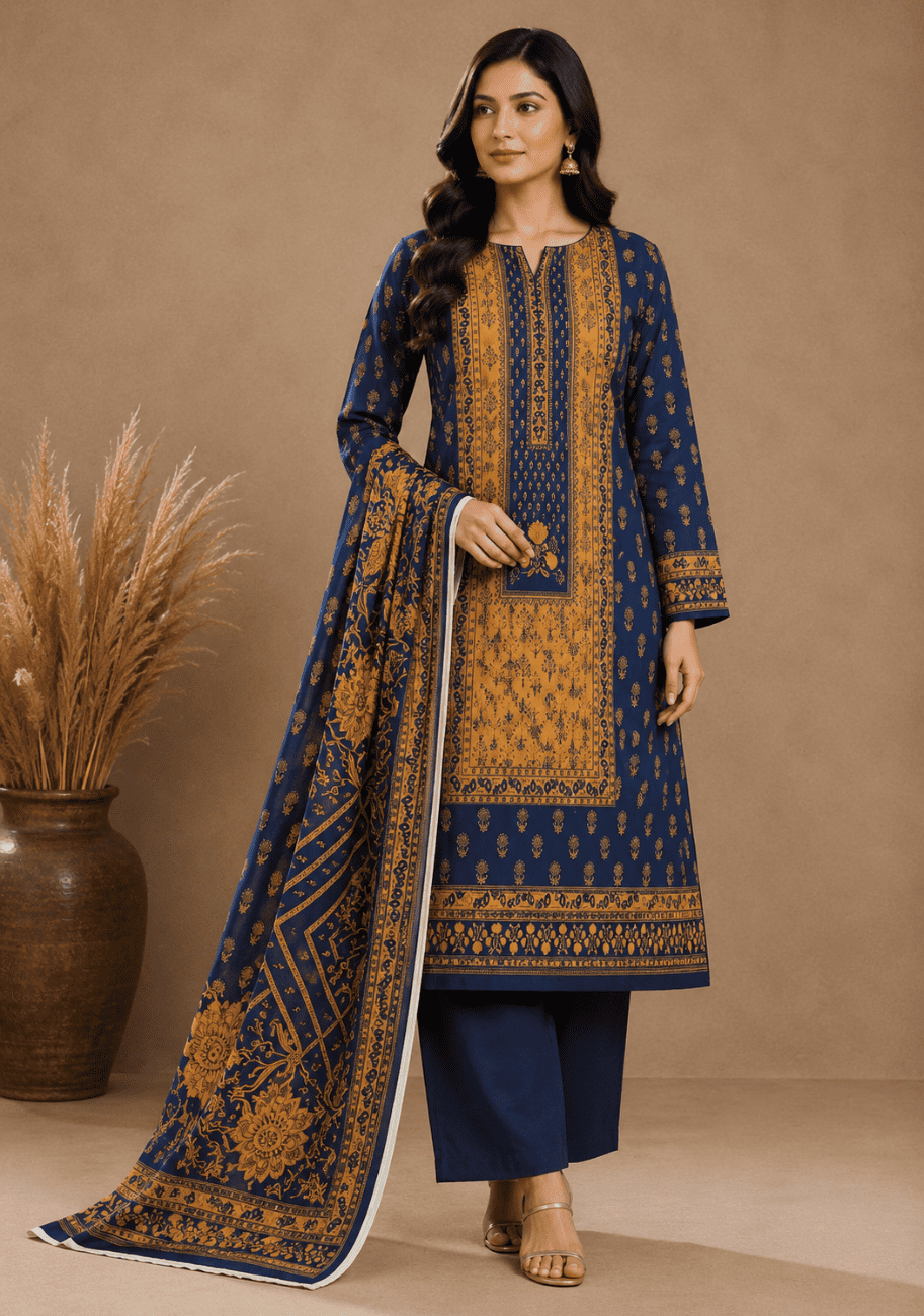 Sabeen Chamki Printed Lilen 3PC-V1-D9