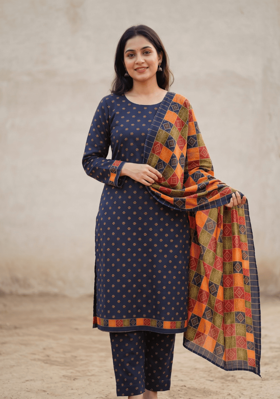 Bin Saeed Printed Khaddar 3PC Suit Vol.02 D9