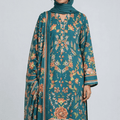 ALKARAM Printed Khaddar 3Pc Suit-V2-D9