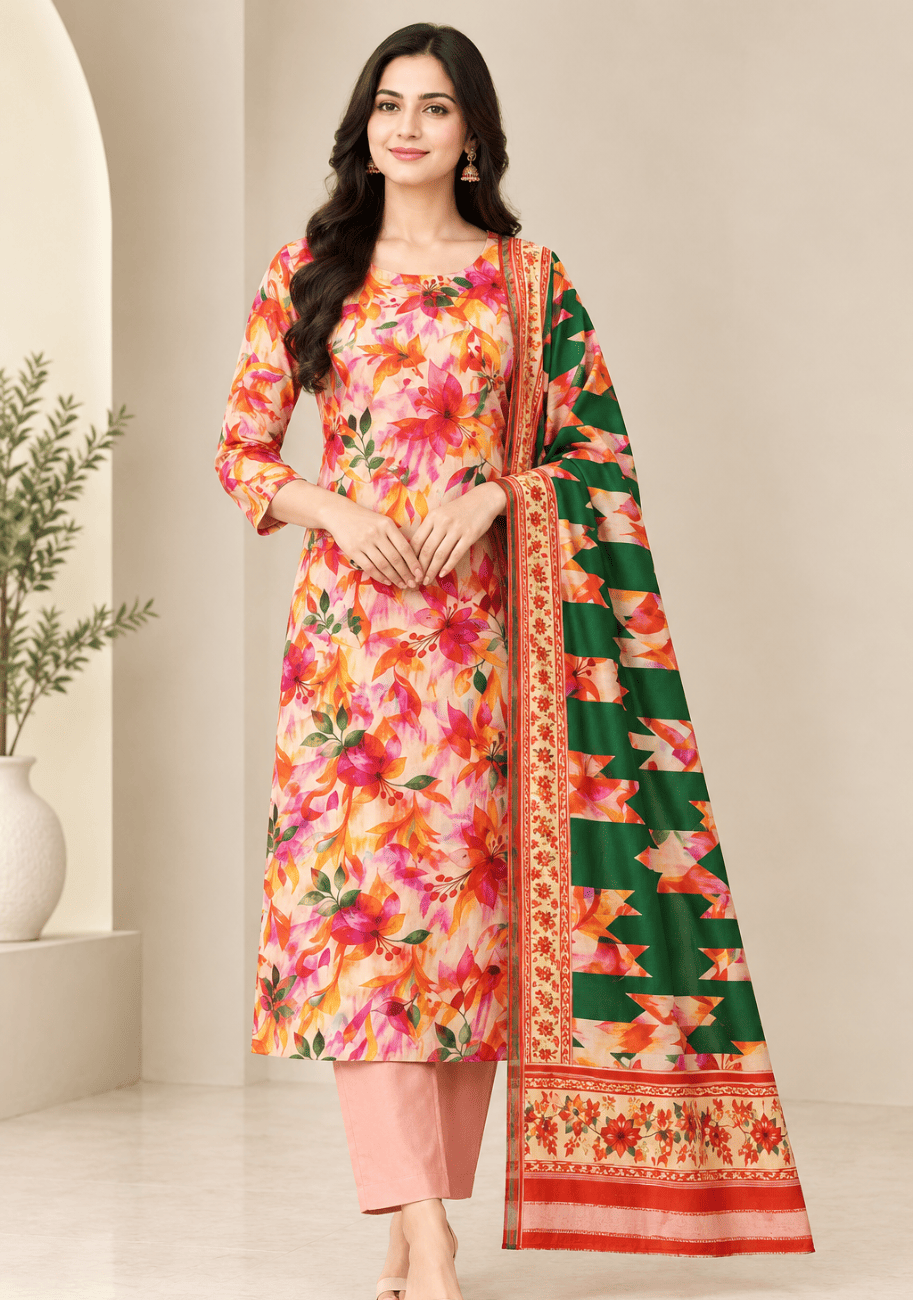 Salina Premium Printed Linen 3PC Luxury Collection V1-D19