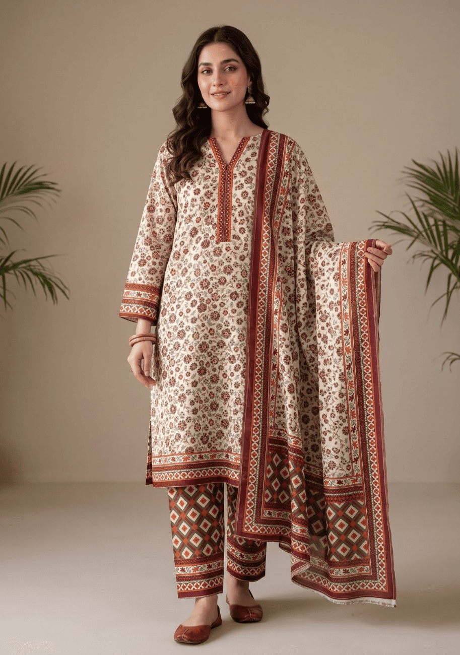 Bin Saeed Printed Khaddar 3PC Suit Vol.02 D1
