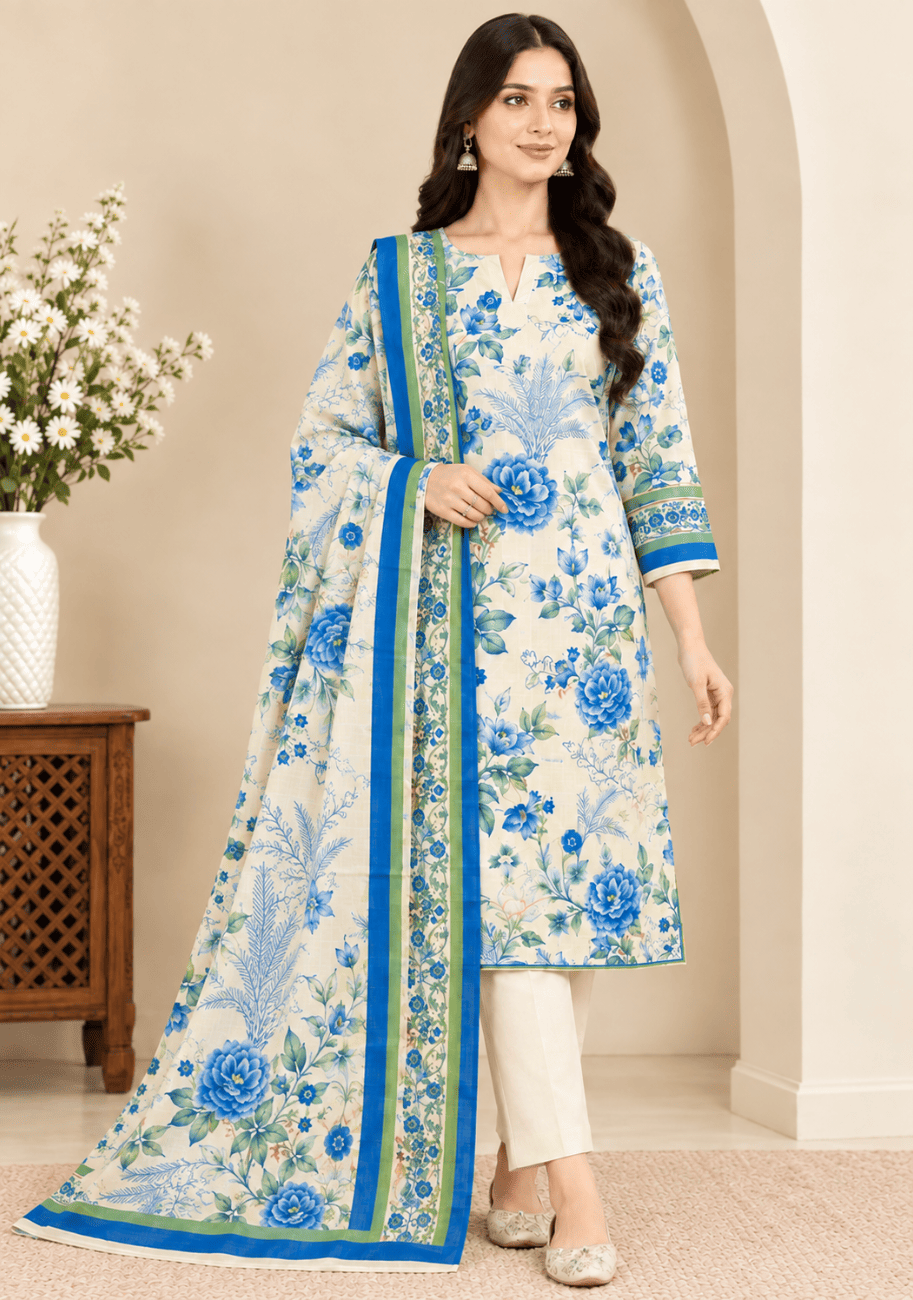 Zesh Premium Doriya Linen 3PC Luxury Collection V2-D1