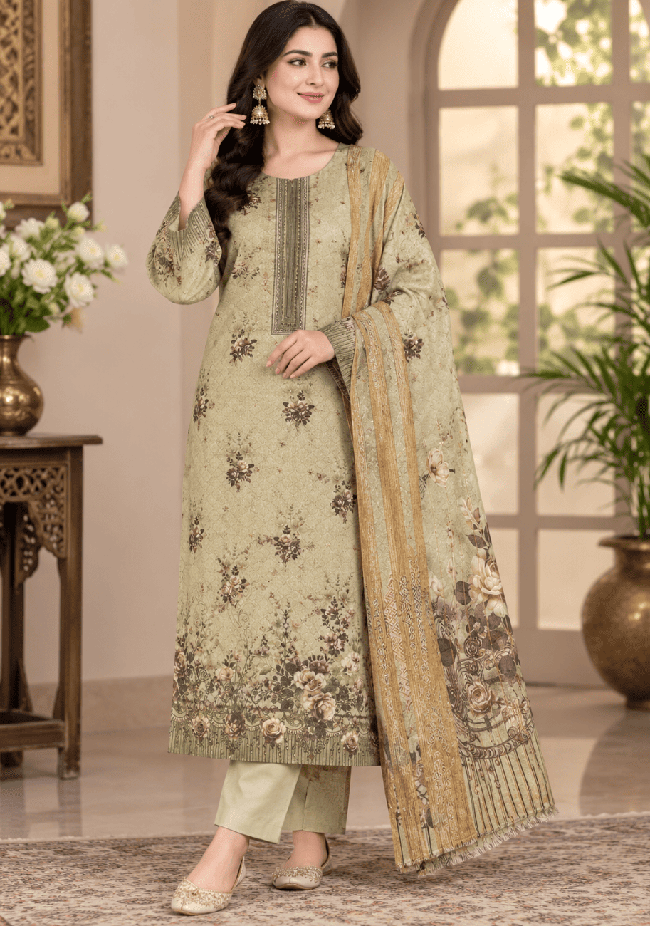 Five Star Printed Velvet Dhanak 3pc V2 D1