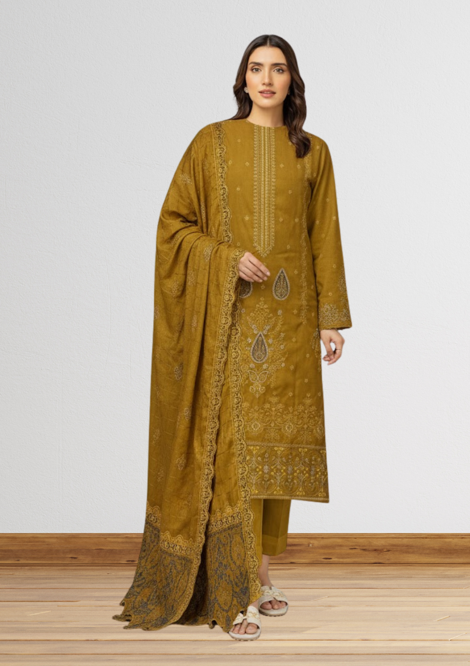 Embellish Fine Wool Embroidered 3pc D1