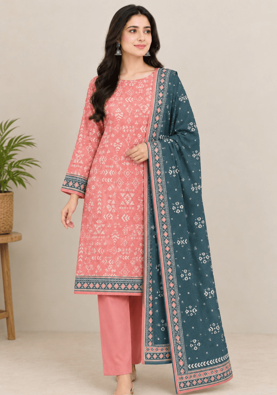 Riwayat Printed Dobby Linen 3pc V1 D1