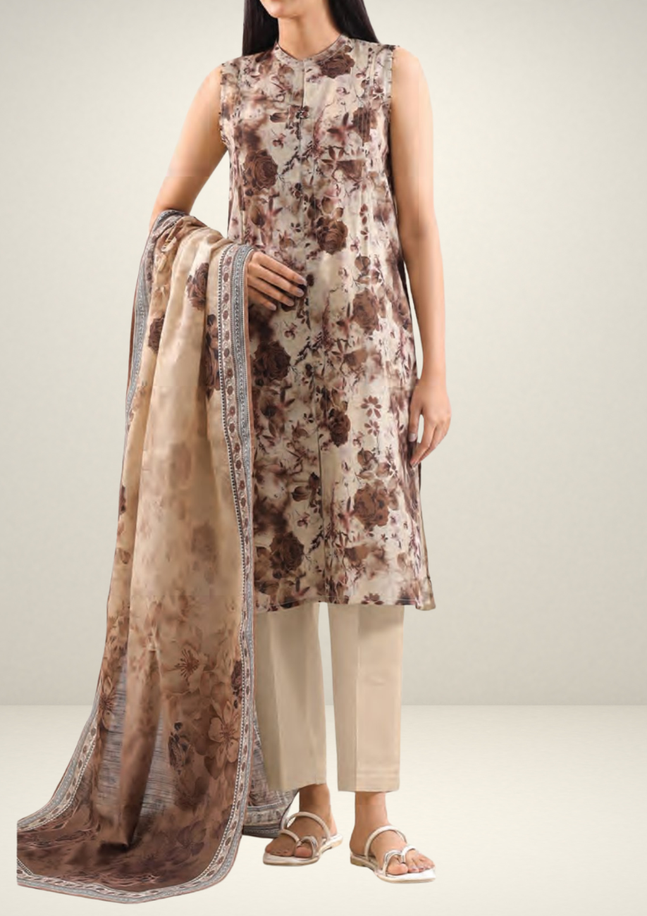 Saya Printed Cotton Khaddar 3pc D1