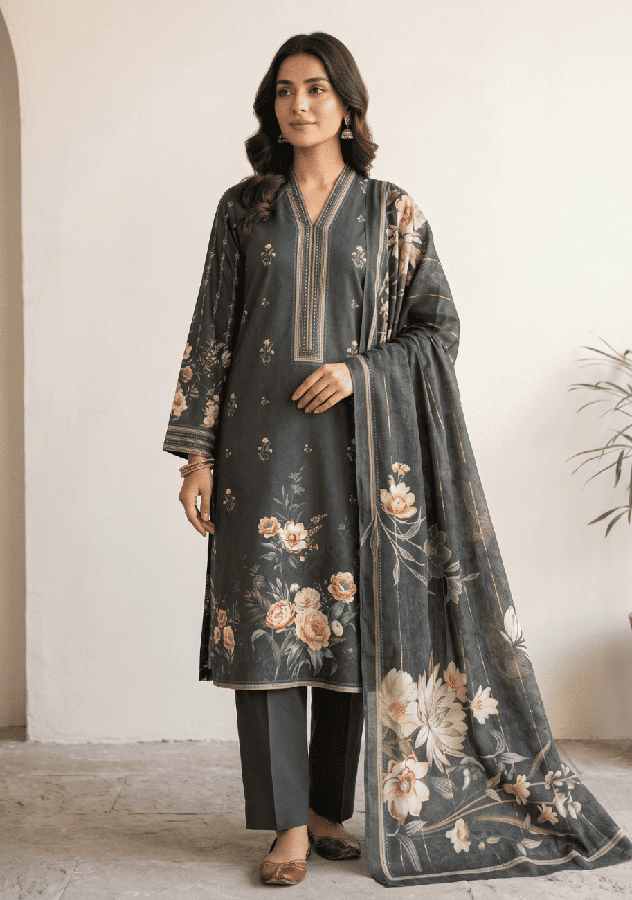 Five Star Luxury Karandi Printed 3PC Suit V5 D1