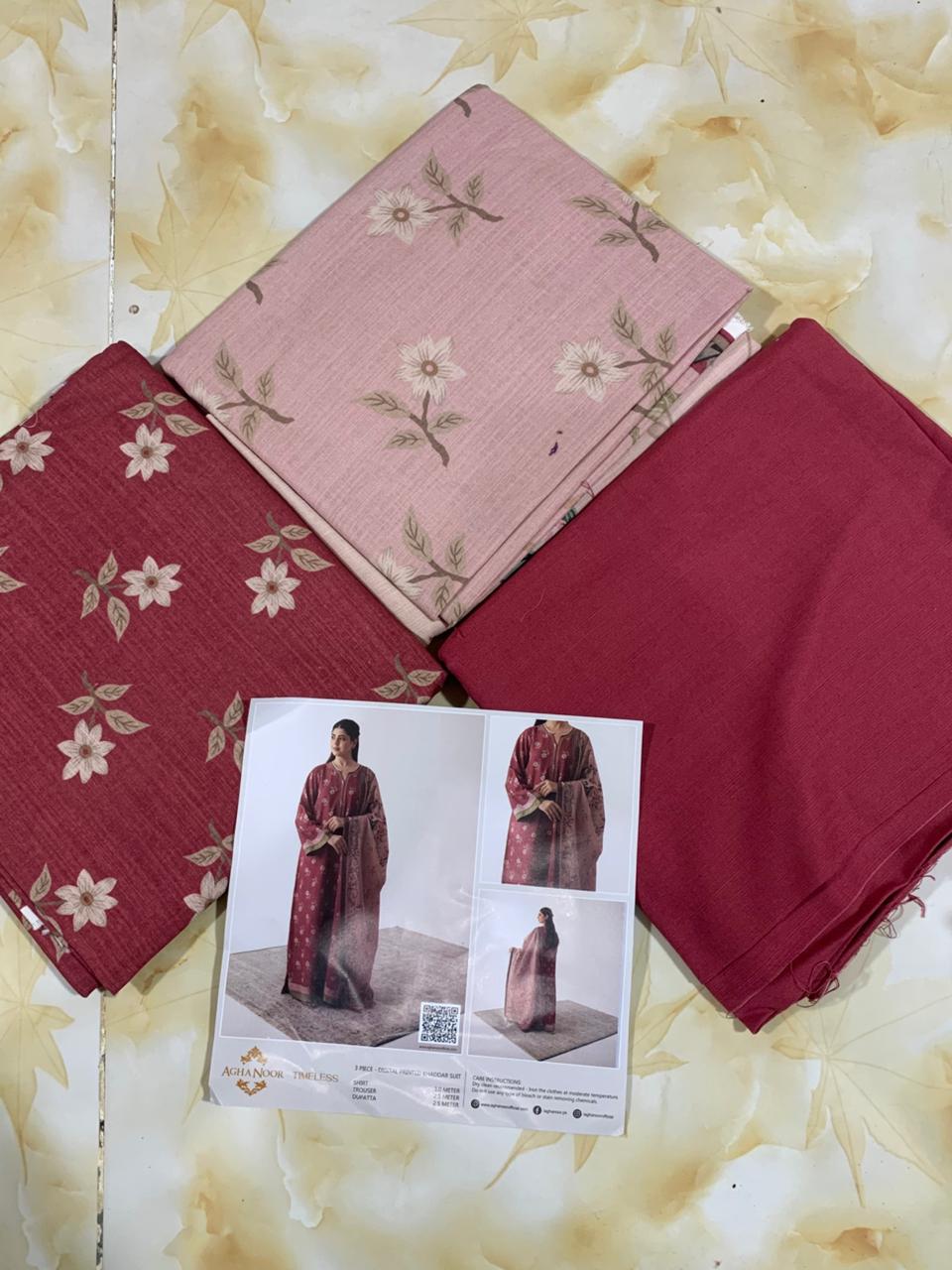 Agha Noor Printed Khaddar 3pc D1