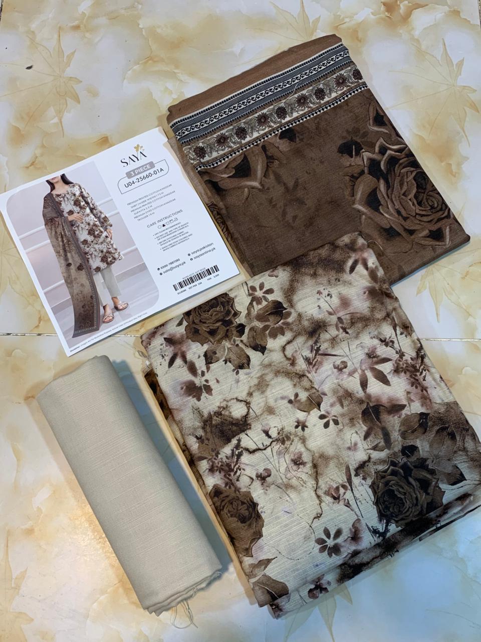 Saya Printed Cotton Khaddar 3pc D1