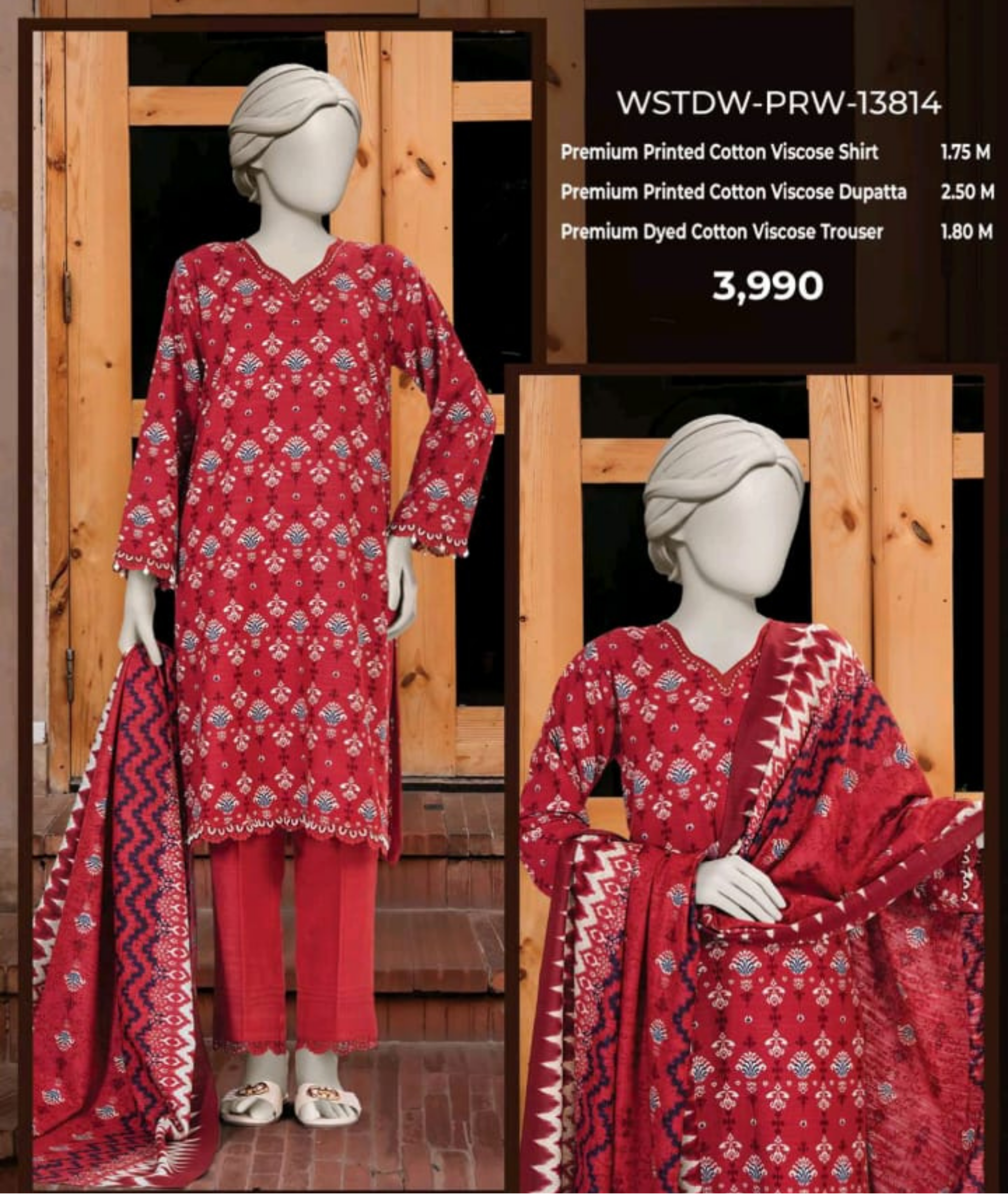 MTJ Luxury Printed Khaddar Viscos 3pc D01